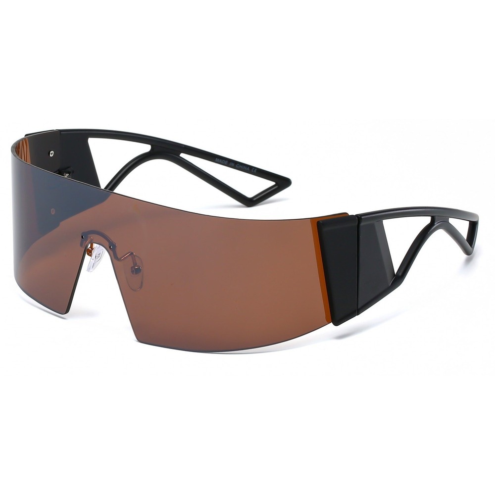 Women Sunglasses Fashion Designer Dark Brown Visor One Piece‎ Futuristic Lentes